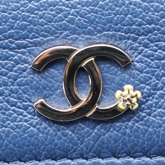 CHANEL Blue Leather Logo Wallet - Picture 9 of 13